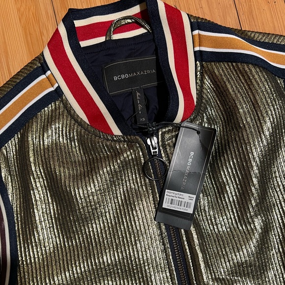 NWT BCBMAXAZRIA Andreas Metallic Bomber Jacket Size XS - Picture 7 of 16